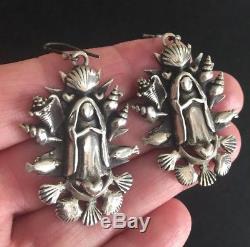 Vintage Sterling Silver Our Lady Of Guadalupe Star Of The Sea Earrings