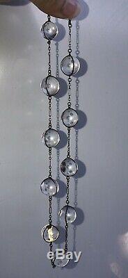 Vintage Sterling Silver Pools Of Light Crystal Quartz Orbs Necklace & Earrings