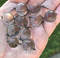 Vintage Sterling Silver Pools Of Light Crystal Quartz Orbs Necklace & Earrings