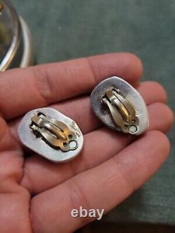 Vintage Sterling Silver Rebecca Collins Stone Clip Earrings