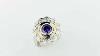 Vintage Sterling Silver Ring With Purple Stone And Gold 9k A11175