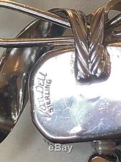 Vintage Sterling Silver Signed Van Dell Necklace & Earring Set Lavaliere