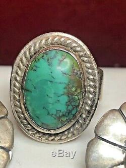 Vintage Sterling Silver Southwestern Pendant Mexico Earrings Turquoise Ring