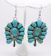 Vintage Sterling Silver Squash Blossom Turquoise Earrings Lb-c1412