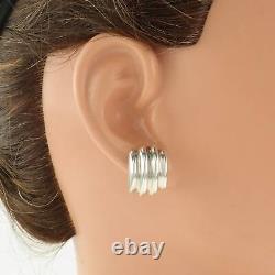 Vintage Sterling Silver Stud Earrings Modernist Abstract 14k Gold Post