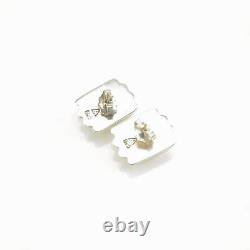 Vintage Sterling Silver Stud Earrings Modernist Abstract 14k Gold Post