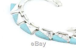 Vintage Sterling Silver Taxco Mexico Turquoise Bracelet, Earrings, Necklace Set