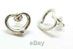 Vintage Sterling Silver Tiffany & Co Elsa Peretti Open Heart Earrings