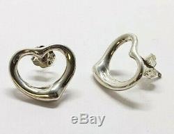 Vintage Sterling Silver Tiffany & Co Elsa Peretti Open Heart Earrings
