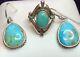Vintage Sterling Silver Turquoise Bell Trading Post Ring Signed Barse Earring
