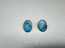 Vintage Sterling Silver & Turquoise Earrings, Signed