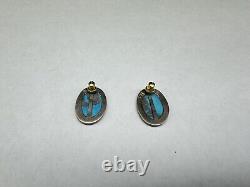 Vintage Sterling Silver & Turquoise Earrings, Signed
