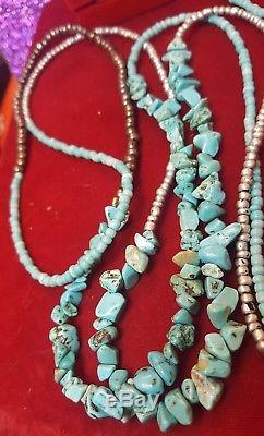 Vintage Sterling Silver Turquoise Katchia Dancer Earrings Turquoise Necklace 34