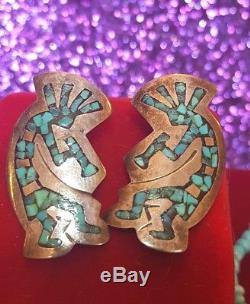 Vintage Sterling Silver Turquoise Katchia Dancer Earrings Turquoise Necklace 34