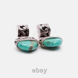 Vintage Sterling Silver Turquoise Unique Post Backed Dangle Earrings