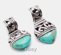 Vintage Sterling Silver Turquoise Unique Post Backed Dangle Earrings