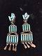 Vintage Sterling Silver Turquoise Zuni Chandelier Earrings Signed A Pinto