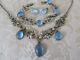 Vintage Sterling Silver Wre Blue Moonstone Art Deco Necklacebraceletearrings