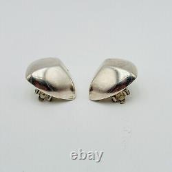 Vintage Sterling Silver Zina Modernist Triangle Earrings Omega Back Mexico RARE