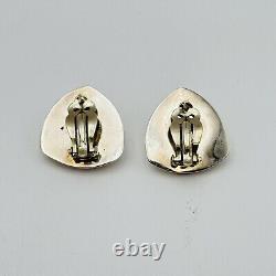 Vintage Sterling Silver Zina Modernist Triangle Earrings Omega Back Mexico RARE