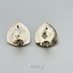 Vintage Sterling Silver Zina Modernist Triangle Earrings Omega Back Mexico RARE