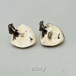 Vintage Sterling Silver Zina Modernist Triangle Earrings Omega Back Mexico RARE