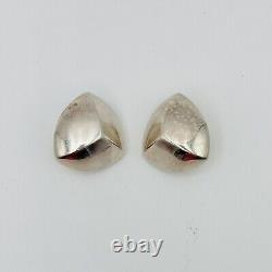 Vintage Sterling Silver Zina Modernist Triangle Earrings Omega Back Mexico RARE