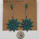 Vintage Sterling Silver Zuni Turquoise Petit Point 2-5/8 Earrings-18g