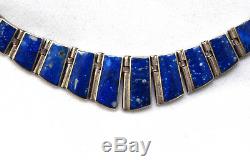 Vintage Sterling Silver and Natural Lapis Lazuli Necklace and Earrings Set