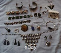 Vintage Sterling Silver jewelry lot-Mexico/925/necklaces/bracelets/earrings