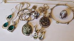 Vintage Sterling Silver stones Rings earrings necklaces jewelry lot 96 grams