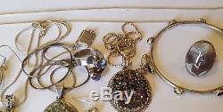 Vintage Sterling Silver stones Rings earrings necklaces jewelry lot 96 grams