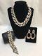 Vintage Sterling Taxco Necklace And Bracelet With Earrings Tc-89 925 Silver 150g