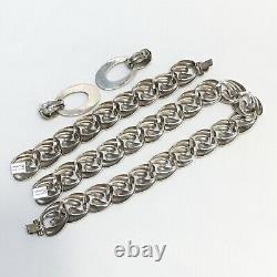 Vintage Sterling Taxco Necklace and Bracelet With Earrings TC-89 925 Silver 150g
