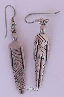 Vintage Sterling silver ethnic man & woman figures dangle Earrings unique