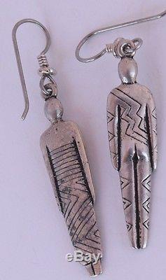 Vintage Sterling silver ethnic man & woman figures dangle Earrings unique