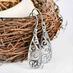 Vintage Sterling silver handmade earrings, 925 filigree teardrop, stamped 925