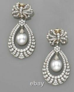 Vintage Style Bow Earrings 925 Sterling Silver Pearl Handmade Women Fine Jewelry