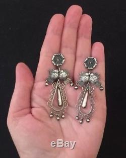 Vintage Style Mexican Sterling Silver Love Bird Earrings