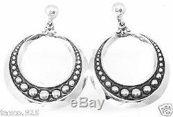 Vintage Style Rodriguez Taxco Mexican 950 Sterling Silver Hoop Earrings Mexico