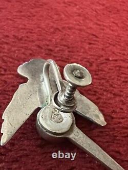 Vintage Super Rare Signed Spratling Sterling Hummingbird 925 Earrings Screwbacks