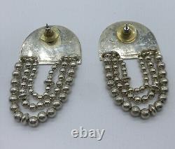 Vintage Susan Cummings Sterling Silver Modernist Post Pierced Earrings 23.4g
