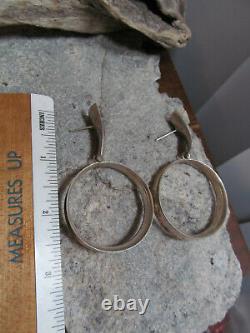 Vintage TAXCO Sterling Silver 925 Large Hoop Stud Earrings 20.2g Mexico
