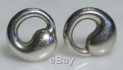 Vintage TIFFANY & CO Eternal Circle Peretti Earrings. Teardrop Sterling Silver