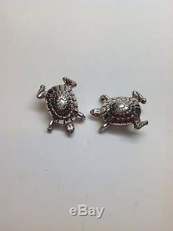 Vintage TIFFANY & CO. Sterling Silver Turtle / Tortoise Clip On Earrings