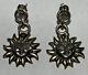 Vintage Toztli Mexico Sterling Silver & Gold Tone Sunface Earrings1 5/8 Tall
