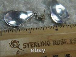 Vintage TURQUOISE 1 5/8 dangling Sterling Silver 0.925 Post Pierced Earrings