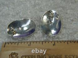 Vintage TURQUOISE oval 1 1/4 Sterling Silver 0.925 Post Pierced Earrings