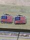 Vintage T Foree Pierced Dangle Earrings Sterling Silver American Flag Rare