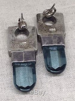 Vintage Taxco Kevin Oliver Sterling Silver Faceted Pendant Earrings bB1